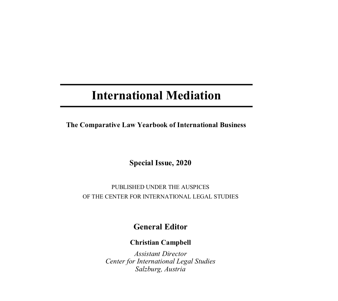 ARLT Arlt in Kluwer – INTERNATIONAL MEDIATION